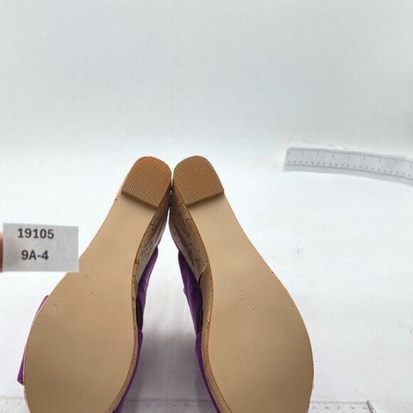 Women Peep Toe Platform Wedge Cork High Heel Slingback Sandals Suede Purple - Picture 7 of 8